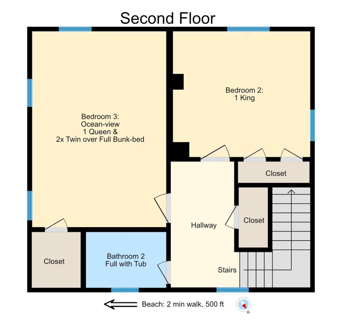 Holiday home Dazzling Centrally Located Ocean View W 2 Kings, Huge Private Yard, 2 Decks, Firepit, Bbq