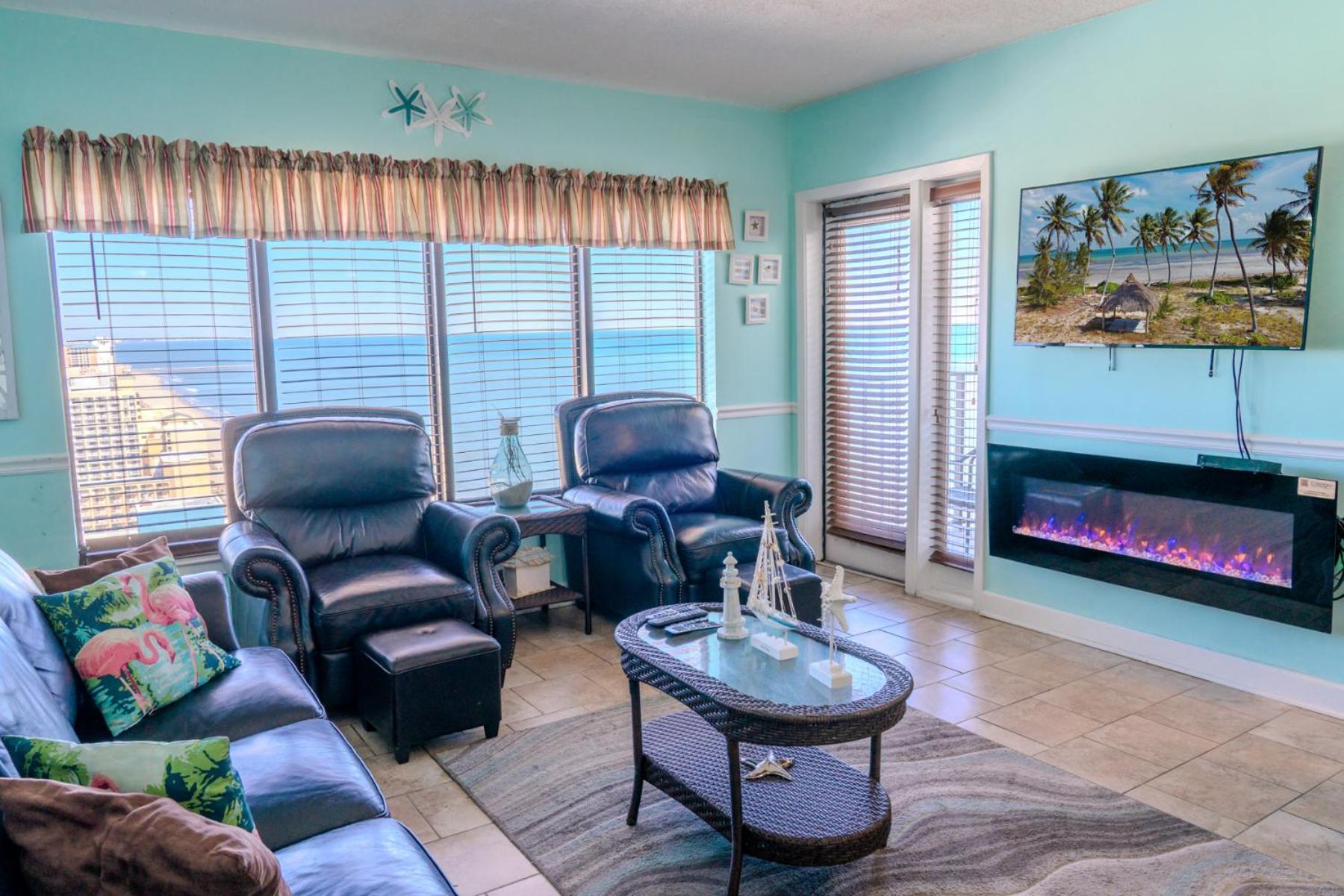 Luxurious Ocean View Queen - With New Led Fireplace! Palace Unit 2210 Myrtle Beach